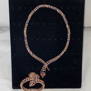 Elegant Snake Design Necklace and Bracelet Set